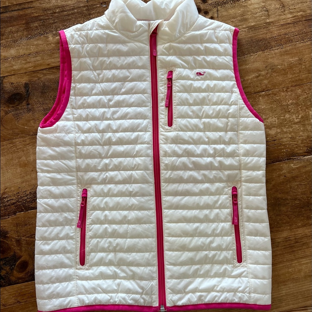 Girls Vineyard Vines Quilted Vest Cream Off White Large size 14